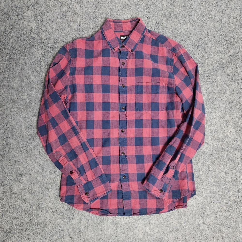 J Crew Mercantile Flannel Shirt Men M Red‎ Black Buffalo Check Plaid Button Down